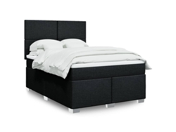 Cama Box Spring Con Colchón Tela Negro 140x200 Cm