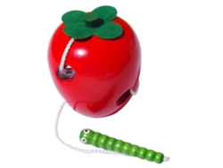 Juguete de cuerda de madera que come manzanas, juguete educativo seguro para niños, niñas y bebés, juego de cuerda educativo
