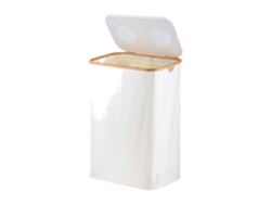 Contenedor De Botellas Relaxdays, 170 L, Hasta 60 Botellas, 2 Bolsillos, Recolector De Vidrio Y Plástico, Blanco.