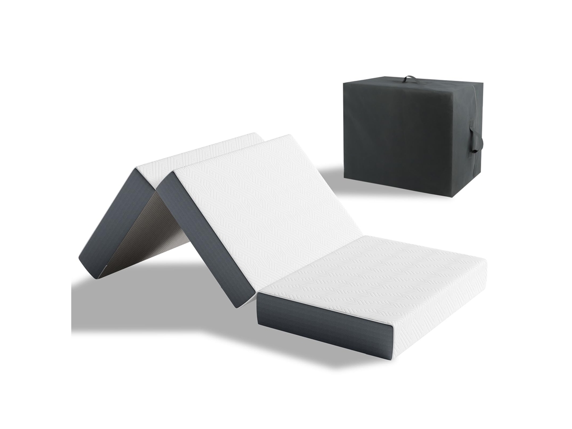 Colchón plegable 135x190x15 cm Gel Viscoelástico Cama supletoria 1 persona Ideal para Suelo Coche Camping Viajes Con Bolsa de Almacenamiento Vesgantti