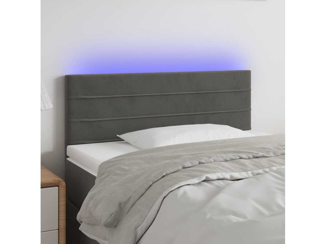 Cabecero Con Led De Terciopelo Gris Oscuro 90x5x78/88 Cm
