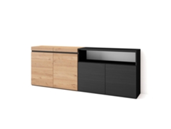 Aparadores para salón 200x75x35cm 4 Puertas Armario zapatero Roble y negro