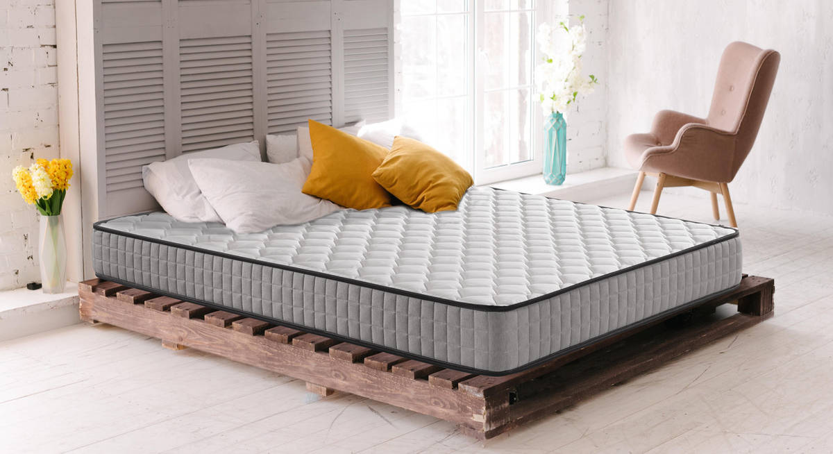 Conjunto de Somier + Colchón ProNature y Almohada MESEFOR Tapizado  (Compatible con Colchón:105x200x10 cm)