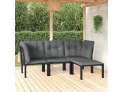 Pcs Conjunto Lounge De Jardim Vime Pe Preto E Cinzento Dkd Home Decor