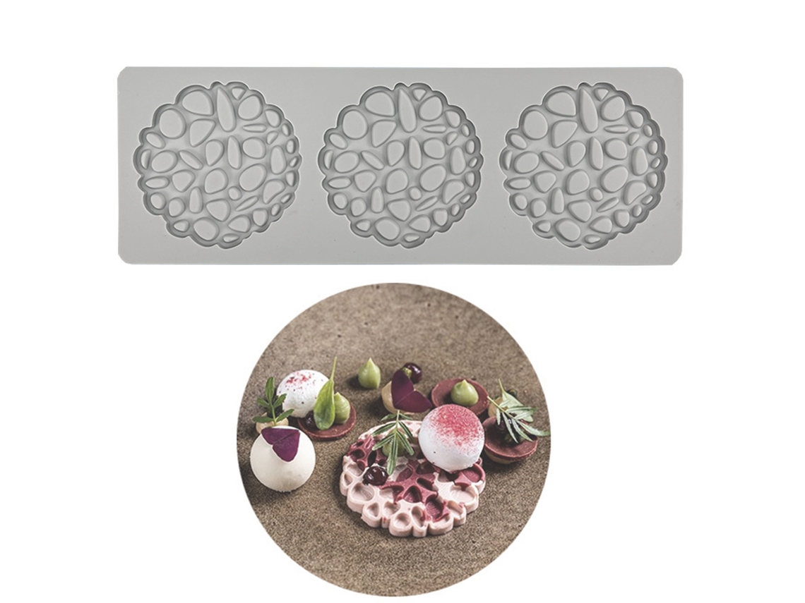 Patrones de silicona 3D para chocolate, estampado de flores, decoración de pasteles y azúcar RNEMITERY