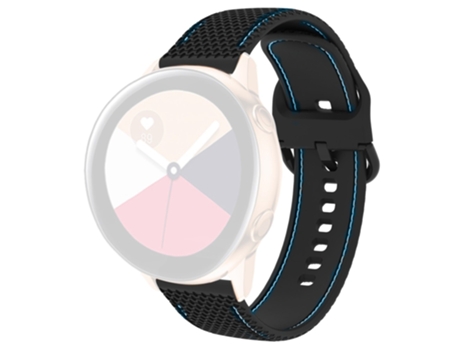 Correa de Silicona línea de costura dos colores para Samsung Galaxy Watch 5 40mm/Watch 5 44mm/Watch 5 Pro 45mm - negro/línea azul