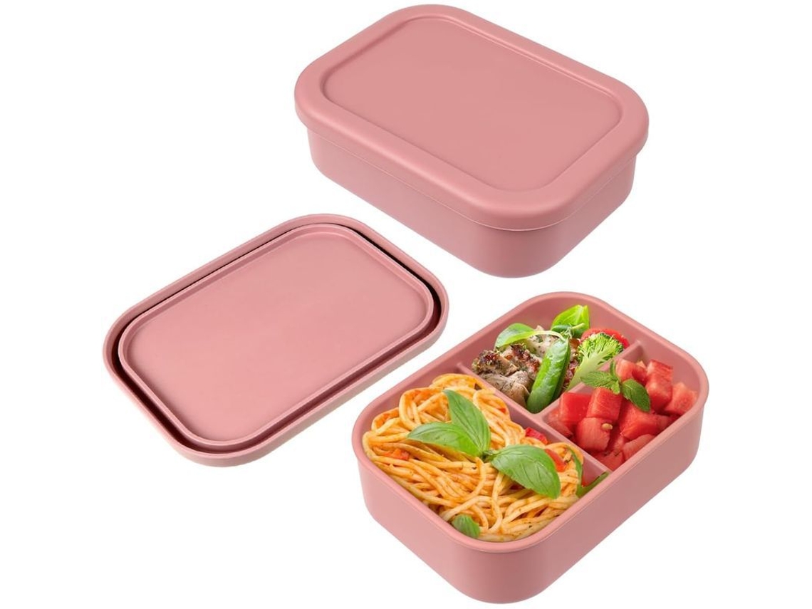 Fiambreras Bento Para Ensalada A Prueba De Fugas, De Silicona Rígida, Herméticas, Aptas Para Microondas, Lavavajillas Y Congelador, Color Rojo.