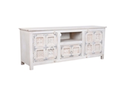 Mueble Tv Mango Madera Envejecido Blanco 151x40x60cm