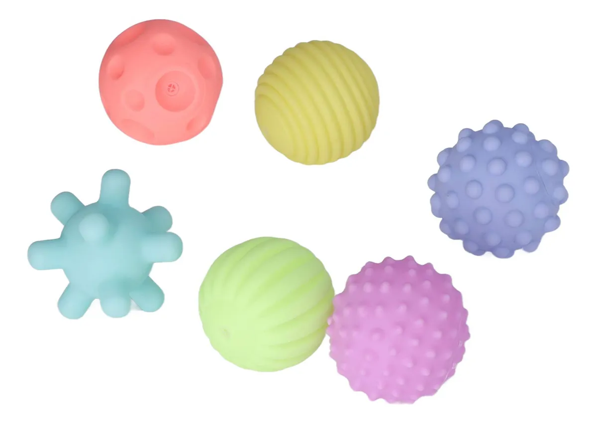 Juego de 6 pelotas texturizadas para bebés, Toyvayotoy