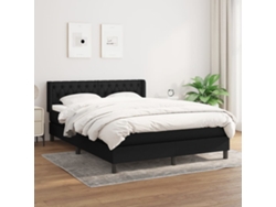 Cama Box Spring Con Colchón Tela Negro 140x190 Cm
