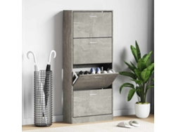 Mueble Zapatero | Armario Zapatero Madera Contrachapada Gris Hormigón 63x24x147 Cm