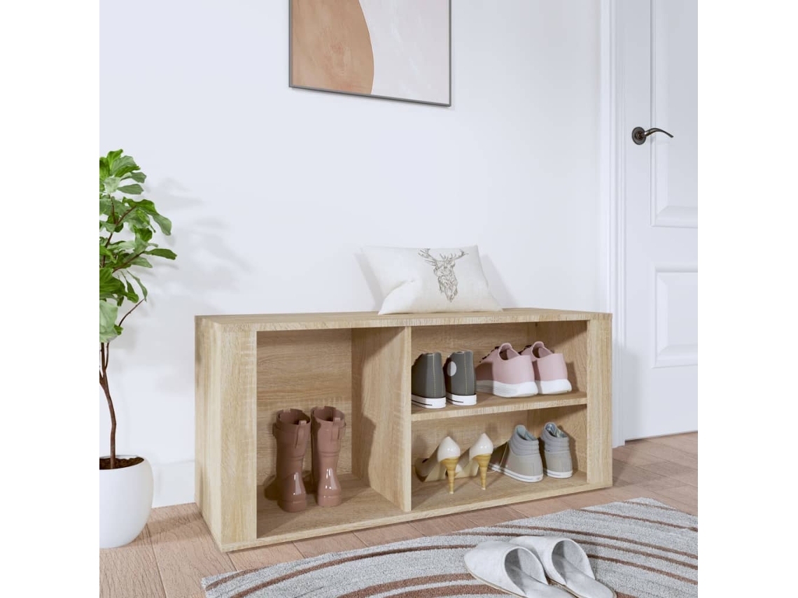 Mueble Zapatero | Armario Zapatero Madera Contrachapada Roble Sonoma 100x35x45 Cm