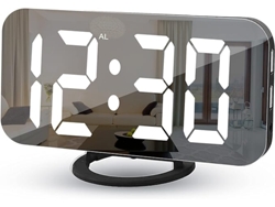 Relojo Espelho Led 7” C 2 Puertos Usb Soneca Brilho Automático P Cabeceira Home Office
