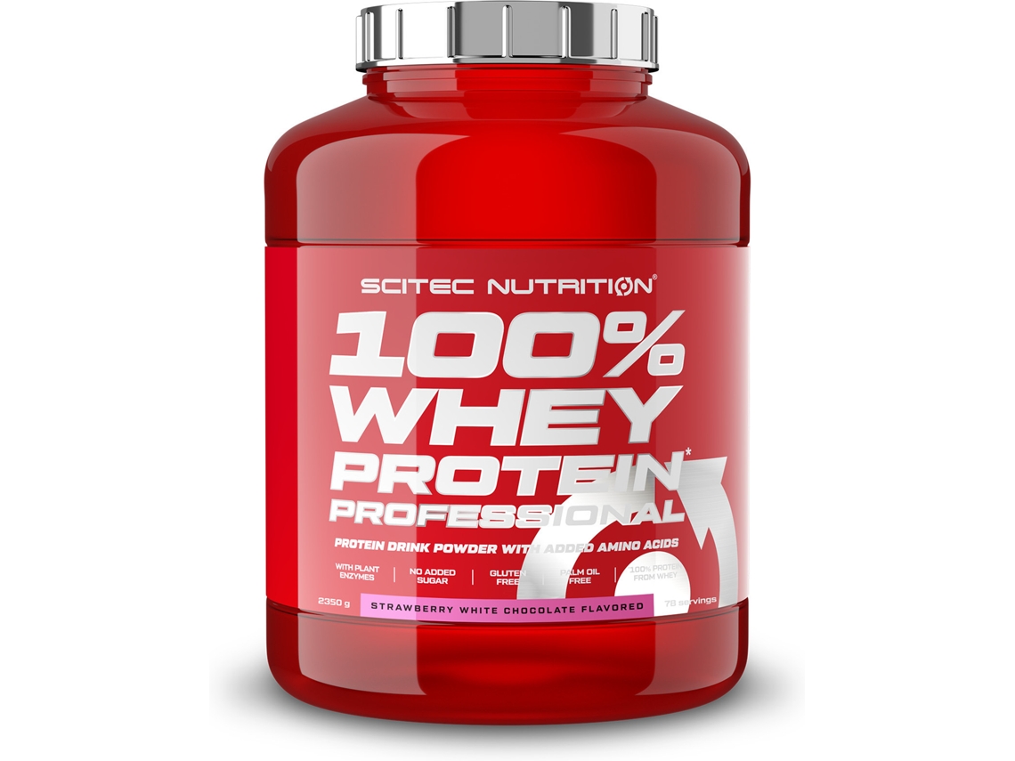 Proteína SCITEC NUTRITION 100% Professional Fórmula Mejorada Ni Azúcares (2.35 Kg - Fresa-Chocolate Blanco)