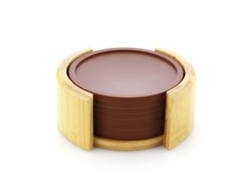 HYMNORA Juego de posavasos de silicona - 8 unidades + bandeja de bambú (color café)