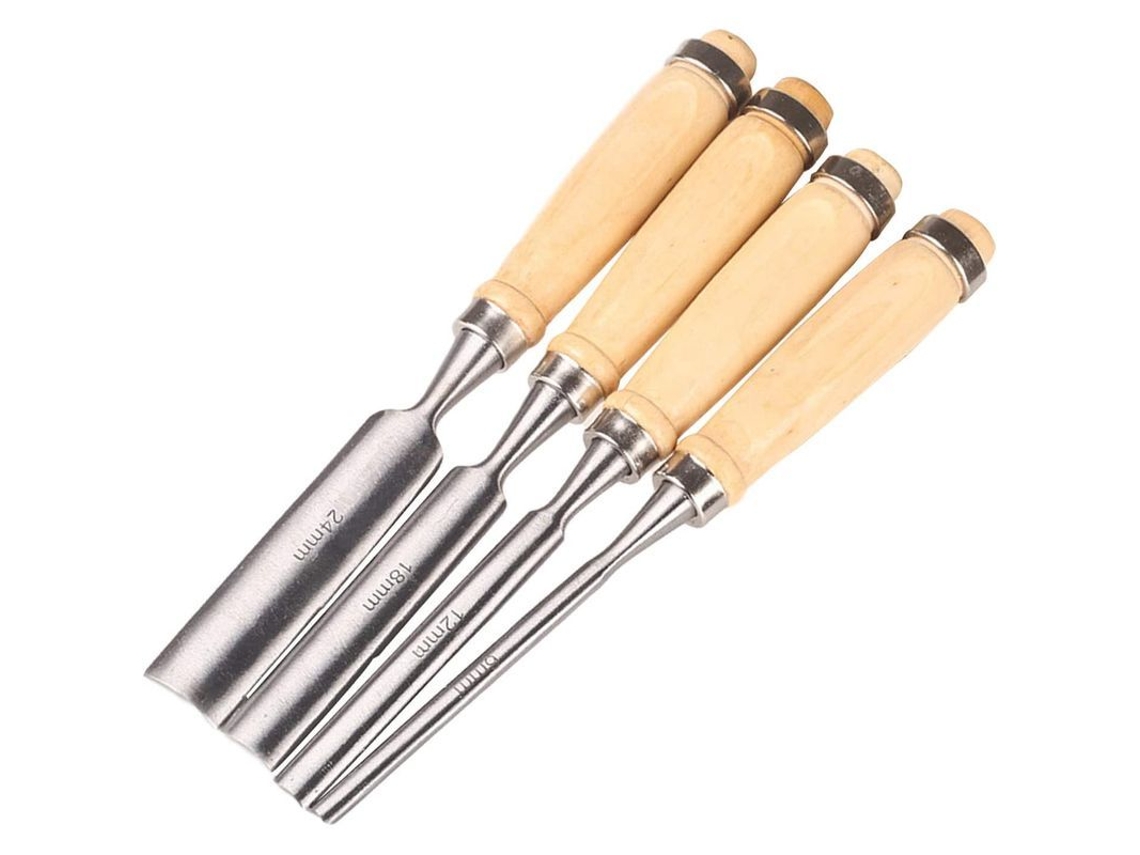 Herramientas Para Grabado En Madera. Hoja De Acero Al Carbono De 6 Mm, 12 Mm, 18 Mm Y 24 Mm Con Mango De Madera Dura.