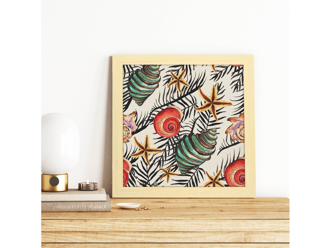 Póster NACNIC de Flores y Naturaleza. Cuadrada El Mar Me Llama, Ilustrada con Dibujos A Color.