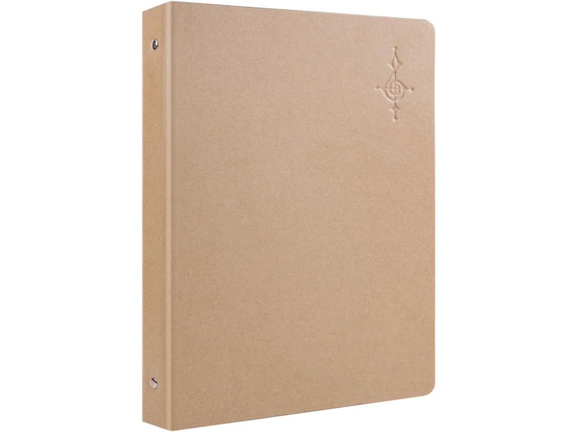 Carpeta organizadora de partituras, hecha de papel, para clases de música y actuaciones.