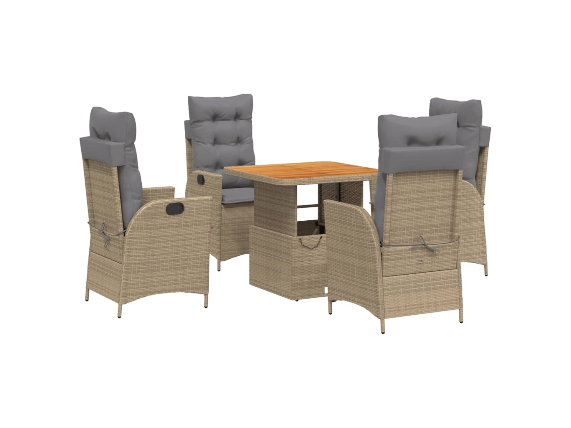 Maison Exclusive - Set Comedor De Jardín 5 Pzas Con Cojines Ratán Sintético Beige