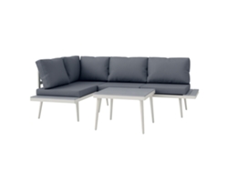 Conjunto Jardim 3 Peças Sofá Modular De Canto Com Almofadas, Cinza