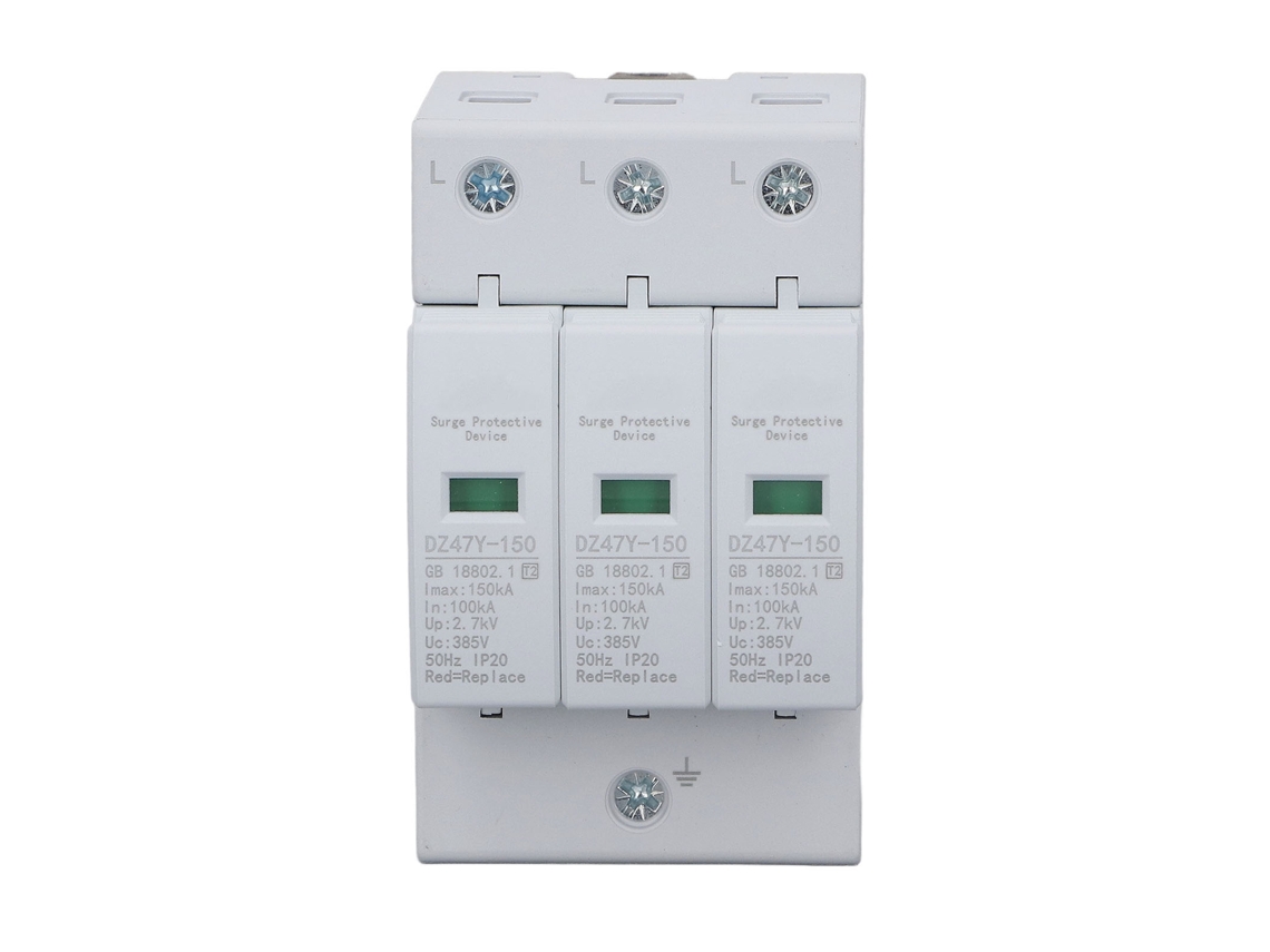 Protector Contra Sobretensiones Residencial De 150 Ka, Ignífugo, De Policarbonato, 385 V, 3 Polos, Para Panel Eléctrico.
