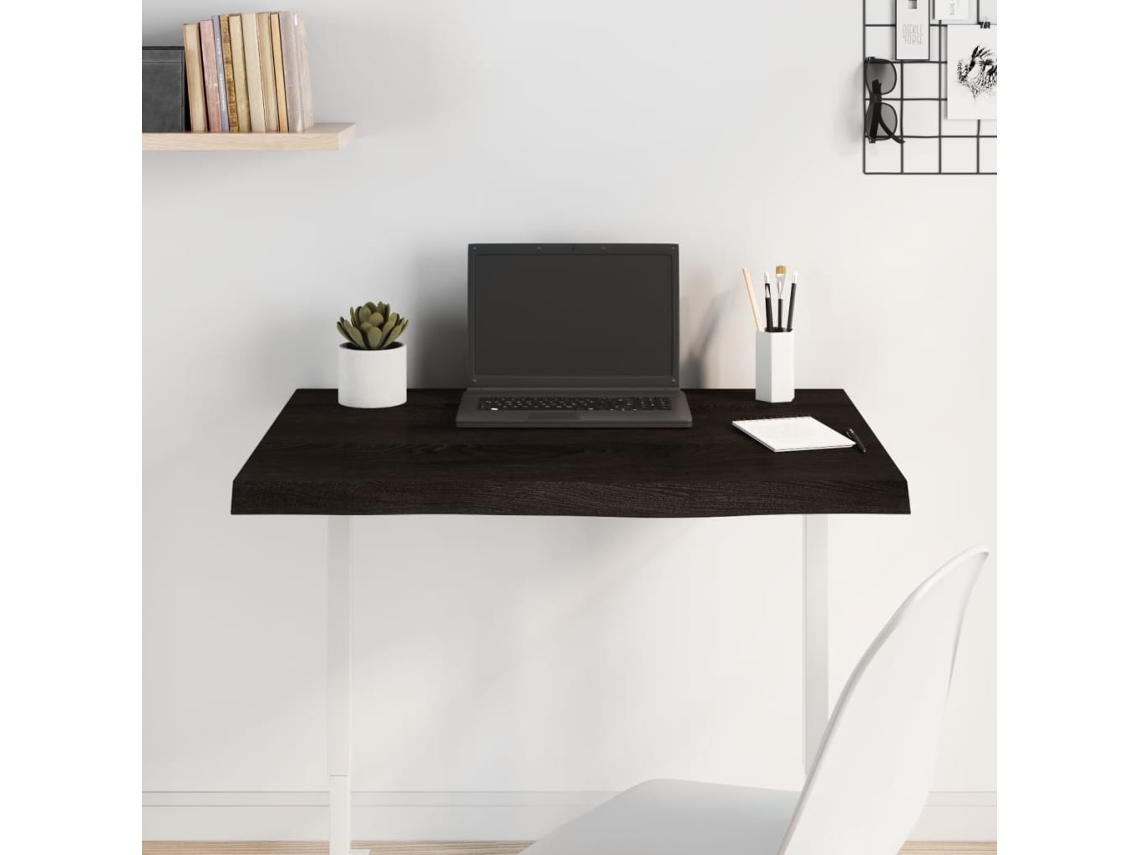 Tablero Mesa | Superficie De Mesa | Tablero De Escritorio Madera Roble Tratada Marrón Oscuro 80x60x(2-4) Cm Wsd45115