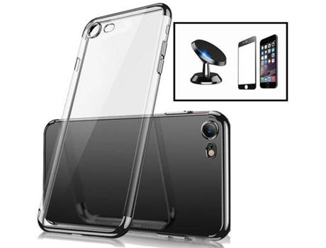 Kit Carcasa SlimArmor + Protector de Pantalla Full Cover + Soporte iPhone SE 2022 PHONECARE Negro