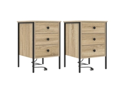 Maison Exclusive - Armario De Noche Con Cajón 2 Pcs Roble Sonoma 42 X 41 X 61 Cm