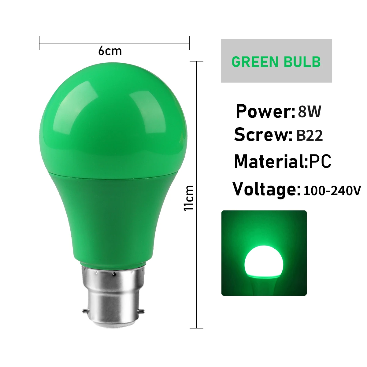 Bombillas Led A Todo Color Para Escenarios (b22 Verde, 5 Unidades) Con Función De Cambio De Color Y Sin Parpadeo.