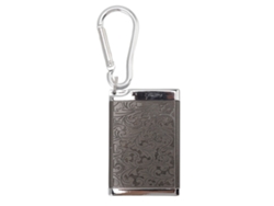Cenicero portátil con llavero, estuche de aluminio para cenizas, diseño grabado, bolsillo negro.