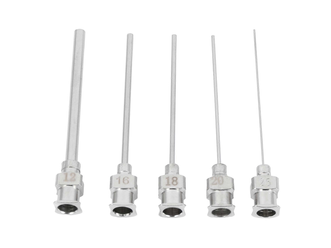 5 agujas de jeringa de acero inoxidable con punta roma, dispensación de 12 38 g