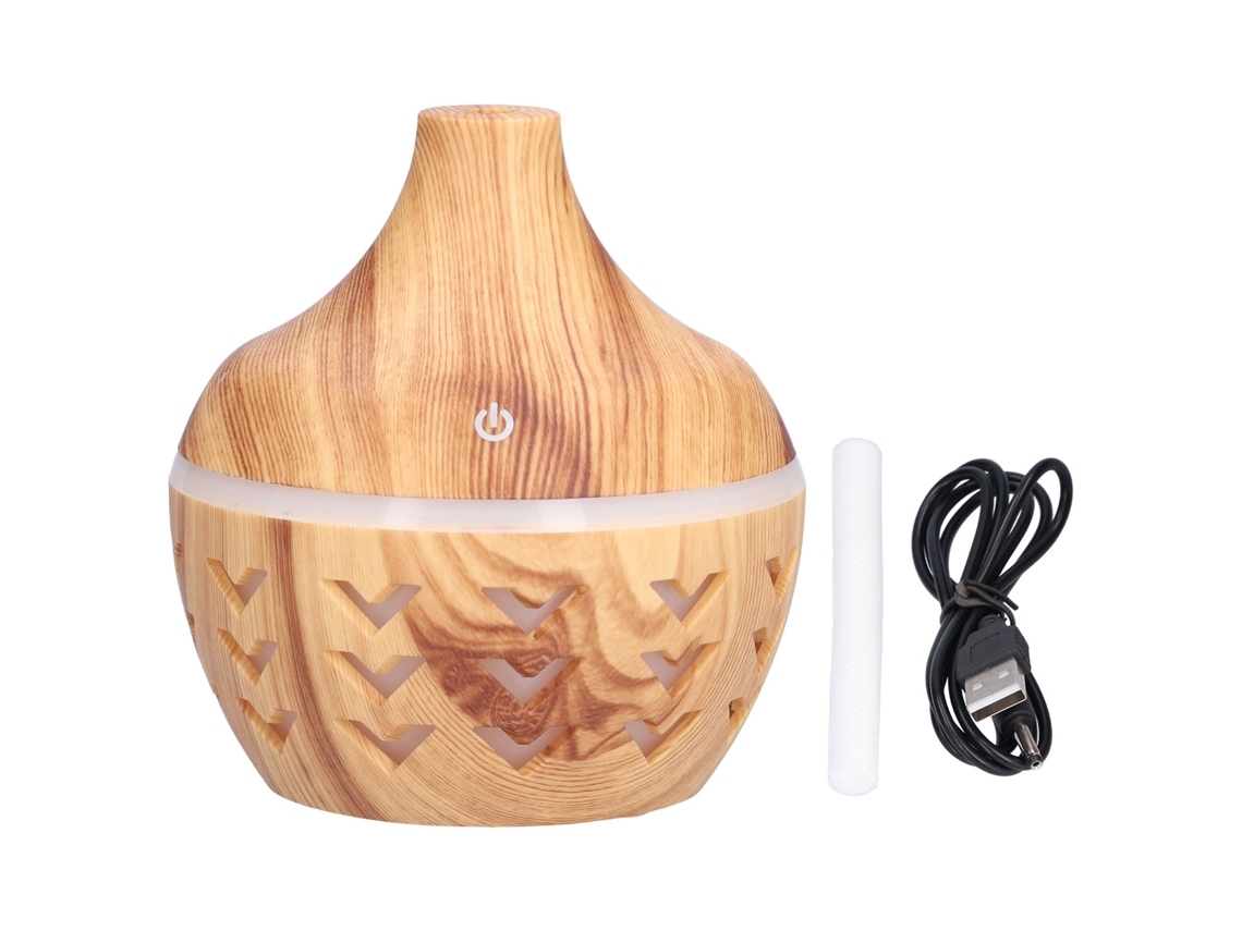 Difusor De Aromas Y Humidificador De 300 Ml Con Diseño De Vetas De Madera Y Luz Led Usb Para Uso Doméstico.