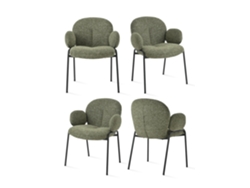 Sillas De Comedor Goeurvant 1235(pack De 4, Verde, Tela)