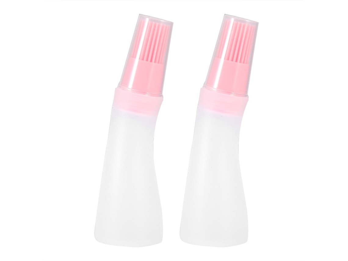 2 Botellas De Aceite Con Brocha De Silicona Para Barbacoa, Utensilios De Cocina Y Repostería (rosa)