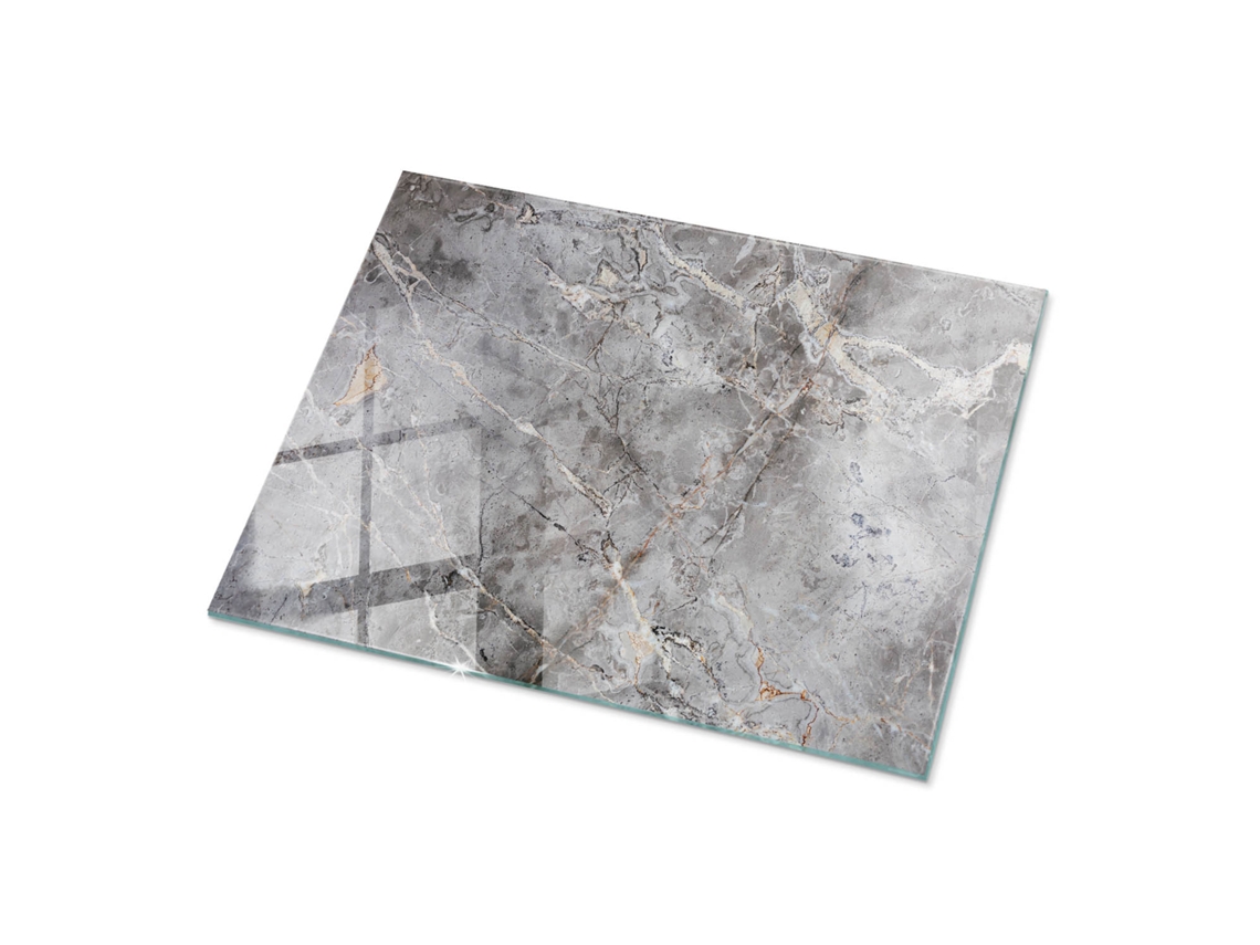 Cristal Para Mesa Rectangular Espelharte (80x60 Cm - Patrón De Mármol Natural - Gris)