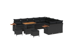 Maison Exclusive - Conjunto De Sofás De Jardín 13 Pcs Negro Ratán Sintético