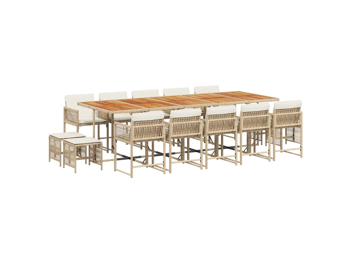 Maison Exclusive - Set Comedor De Jardín Con Cojines 15 Pzas Ratán Sintético Beige