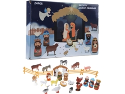 Calendario De Adviento, Belén, Navidad Con 24 Figuritas De Resina: Sagrada Familia, Reyes Magos, Niños Y