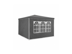 Relaxdays Set 2 Paneles Laterales Carpa, 2x3 M, Cortinas Cenador, Con Ventana, Impermeables, Lonas Cierre Pérgola, Gris