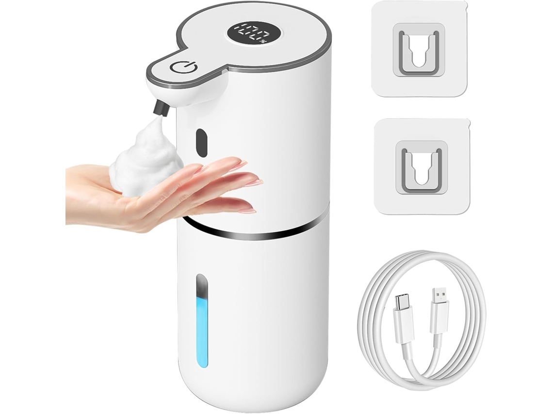 Jaboneteira Branca 380ml Usb 6 Niveles Ajustables Sin Contacto P Sabão Pratos Banheiro Cozinha