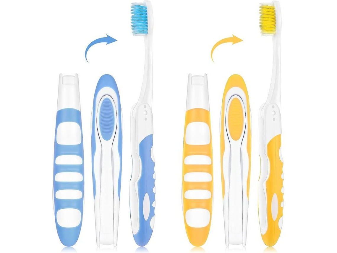 2 Cepillos De Dientes Plegables Portátiles Con Cerdas Suaves Para Viajes Y Acampada.