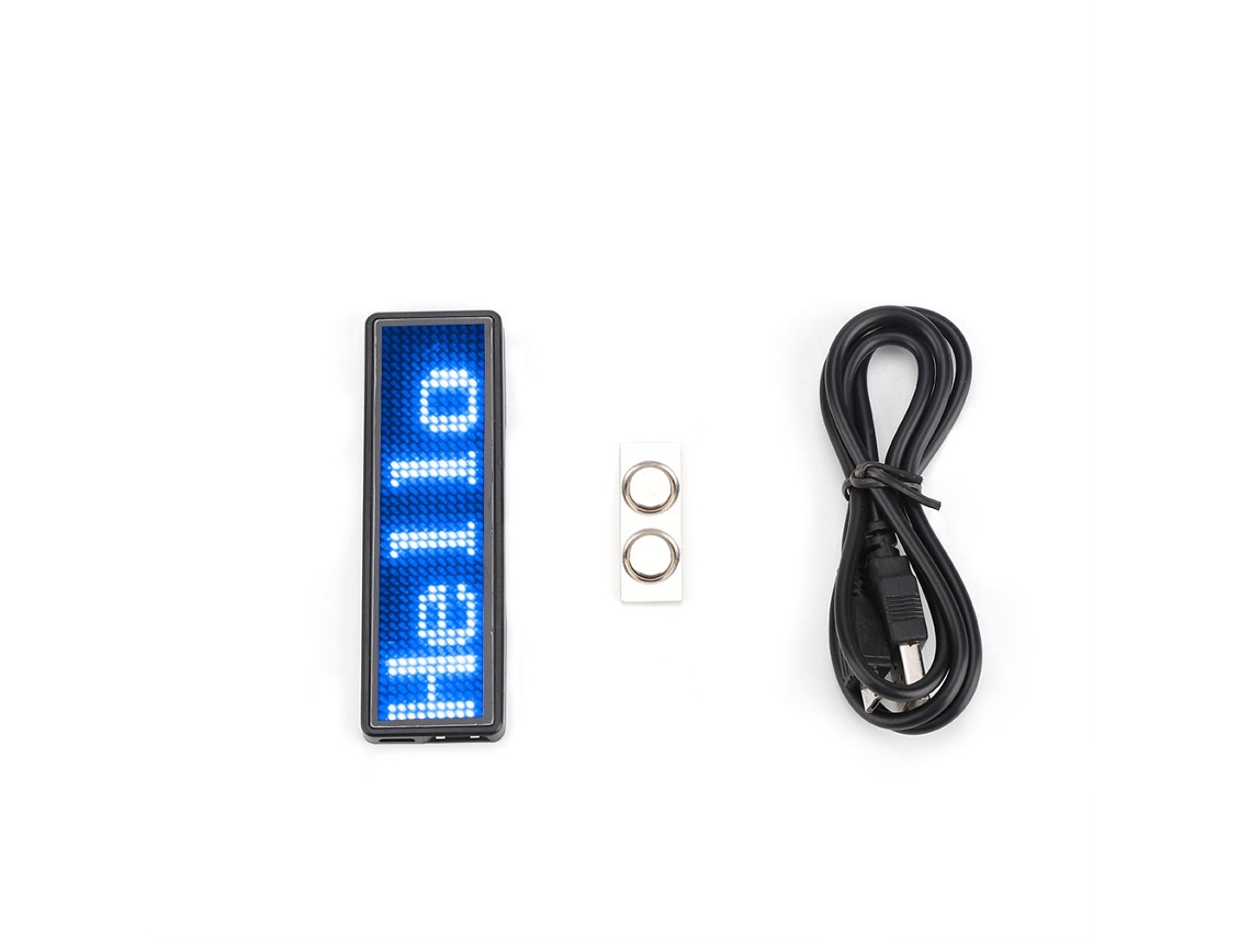 Placa de identificación LED deslizante programable, multilingüe y recargable con nombre digital (azul)