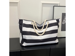 Bolso Grande Tipo Tote - Bolsa De Compras De Lona - Bolsa De Viaje De Gran Capacidad - Negro