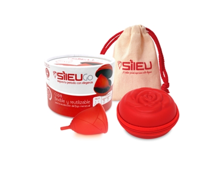 Copa Menstrual SILEU Go Pack Rose Flexibilidad Sport (Talla: S - Rojo + Estuche 8 cm, Rojo)