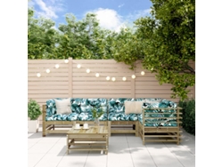 Conjunto de muebles de jardín con cojines de pino impregnado, Dkd Home Decor