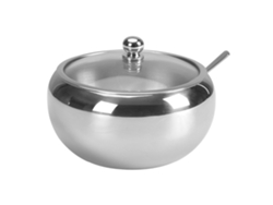 Cuchara grande para azúcar de acero inoxidable de 300 ml con tapa de vidrio MDUG