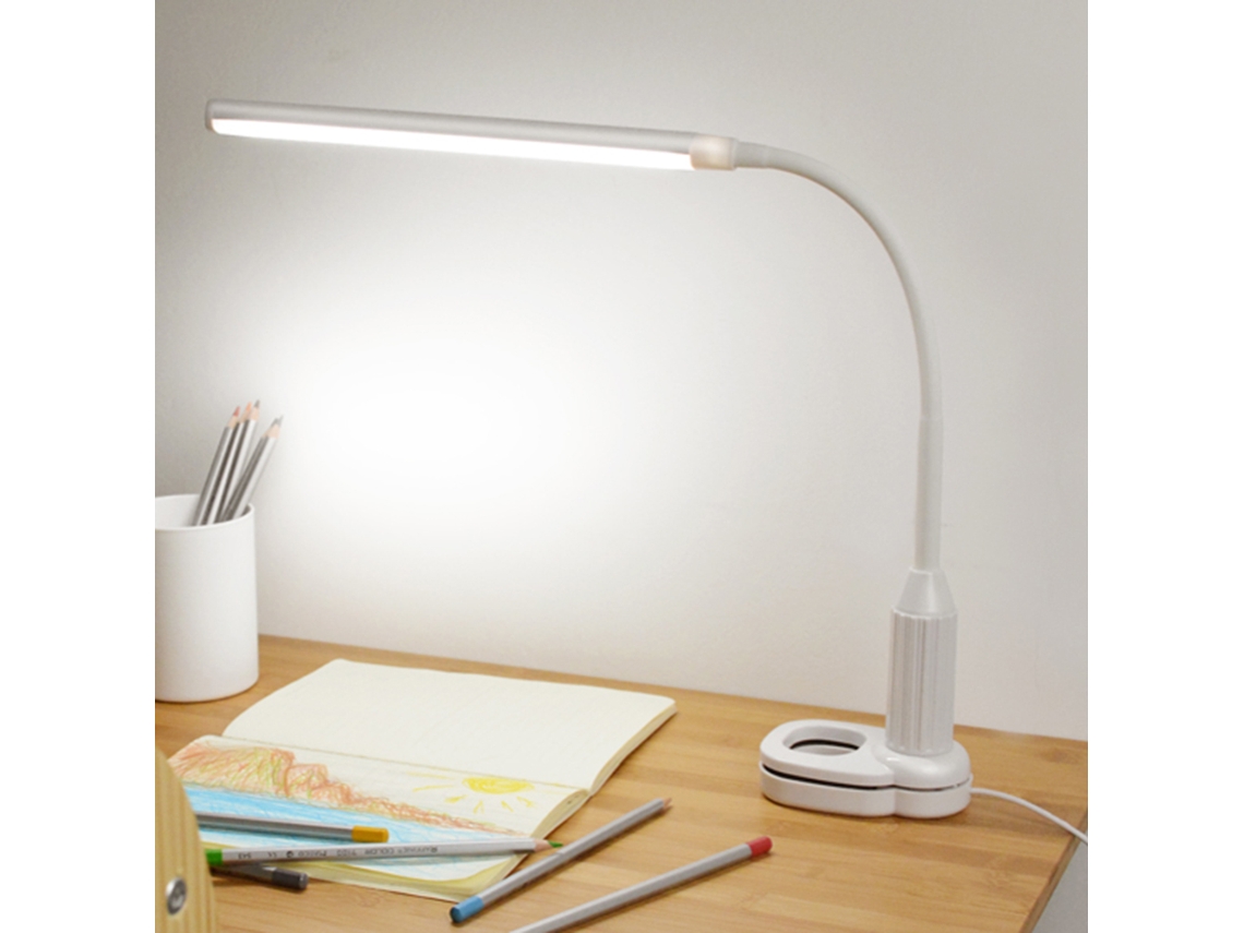 Lámpara De Mesa Led Con Clip, 24 Luces, Protección Ocular, Ajustable, Usb, 5w, Regulable, Blanca