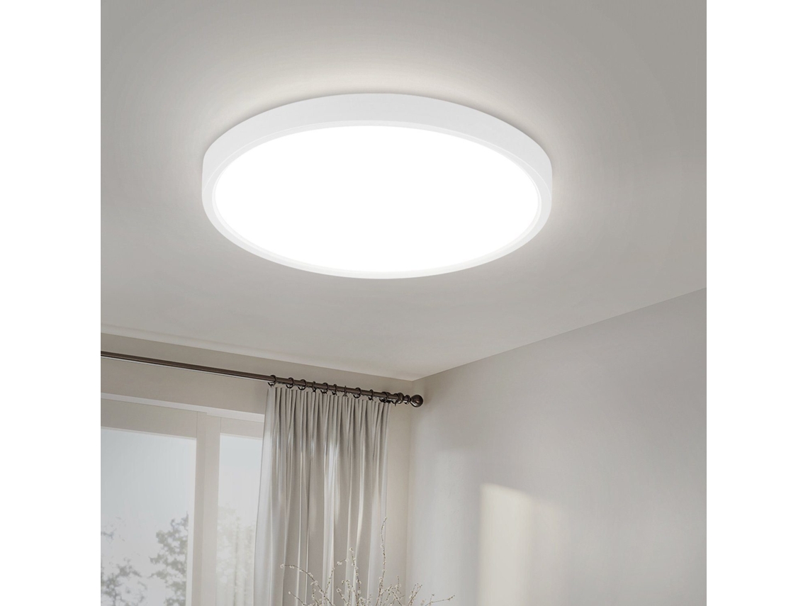 Zmh Plafón Led Moderna Blanca De Ø22 Cm Para Interior, 15 W, Iluminación Económica