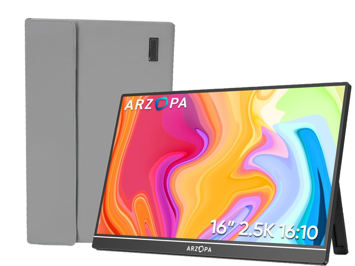 Monitor portátil Arzopa Z1rc LED IPS QHD 2.5K Freesync USB C 16" para bolsa de almacenamiento