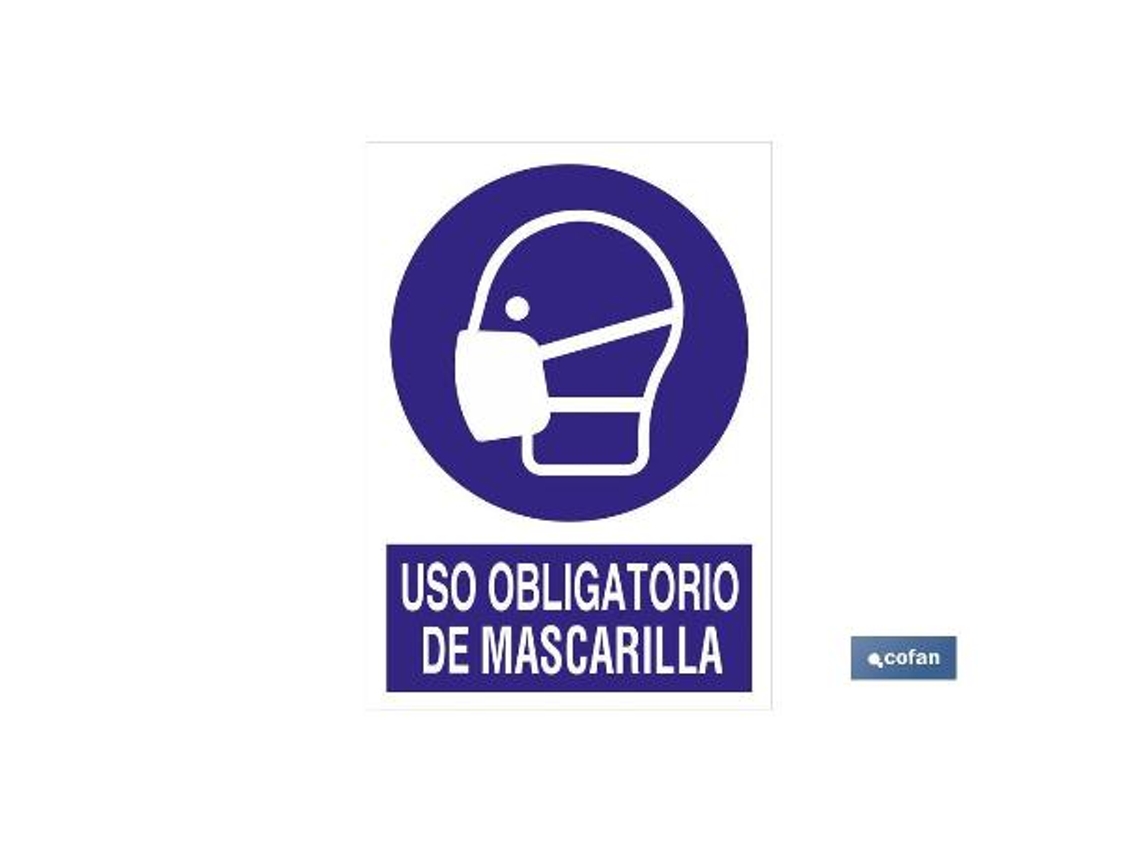 Señal poliestireno 1,5mm 210x148 uso obligatorio de mascarilla
